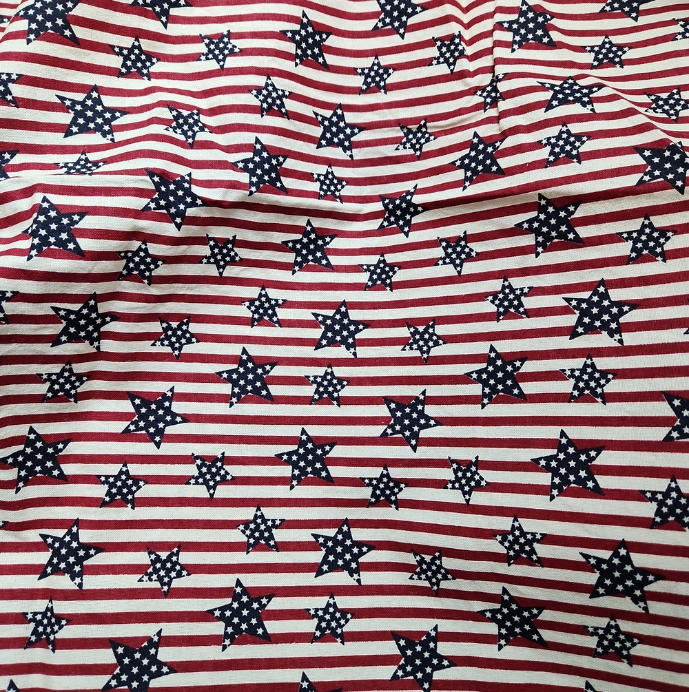 Patriotic Star & Stripe Fabric - Red, White & Blue